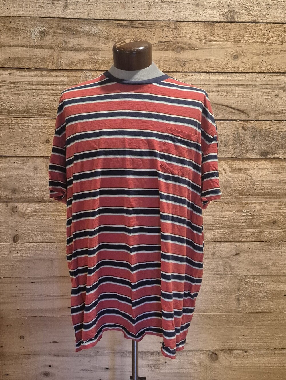 5/$50. Polo by Ralph Lauren Red and Navy Striped Short-Sleeve Tee